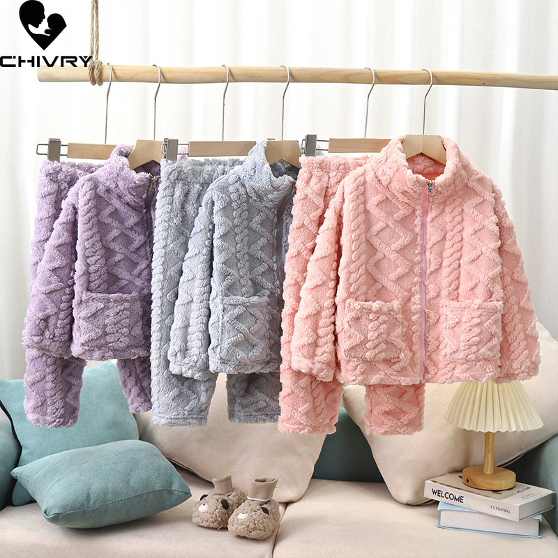 Winter Clothing Toddler - Pijama de flanela engrossado para crianças,