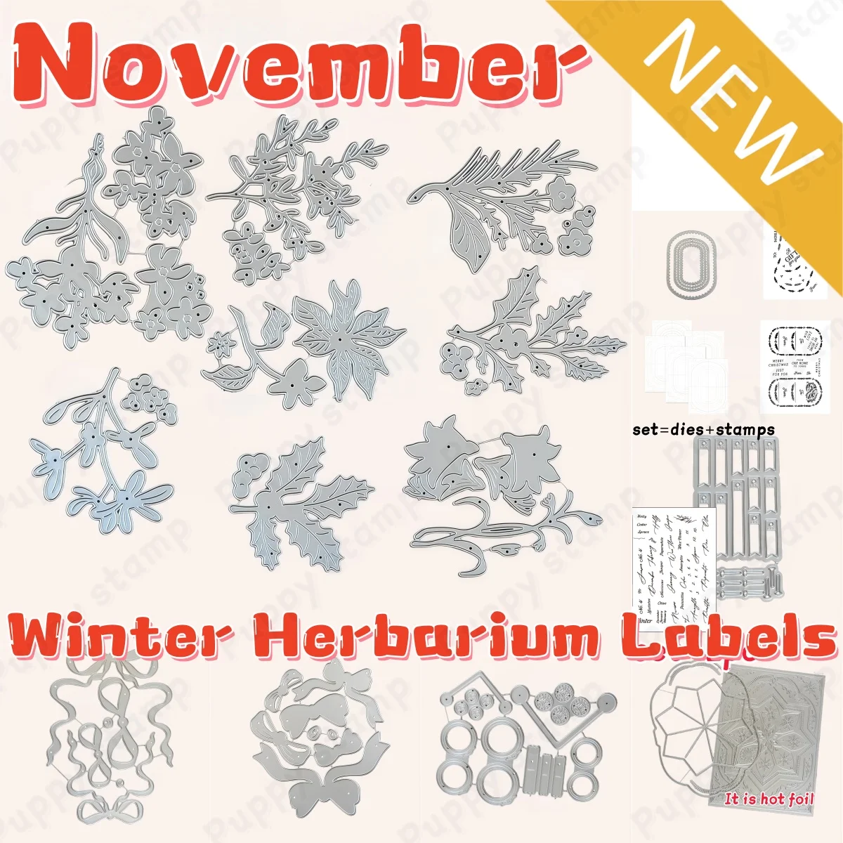 Winter Clothing Label - Etiquetas de herbarium de inverno, cortadores