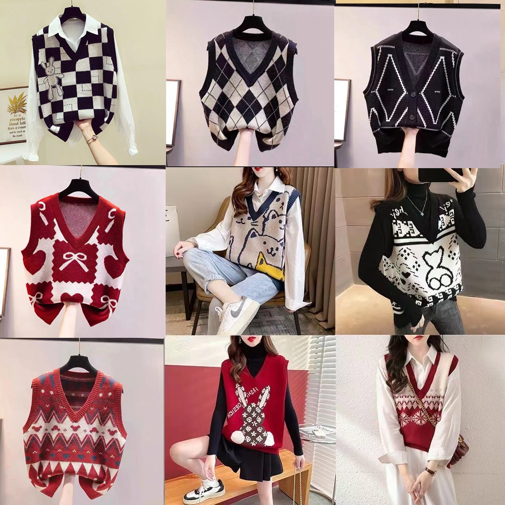 Winter Clothing Label - Colete Feminino de Tricô com Decote
