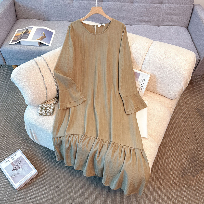 Winter Clothing For Plus Size Women - Elegante vintage o-pescoço sólido manga longa