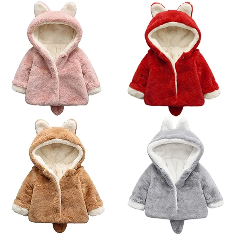 Winter Clothing Toddler - Cute Cat Ears Plush Baby Jacket,