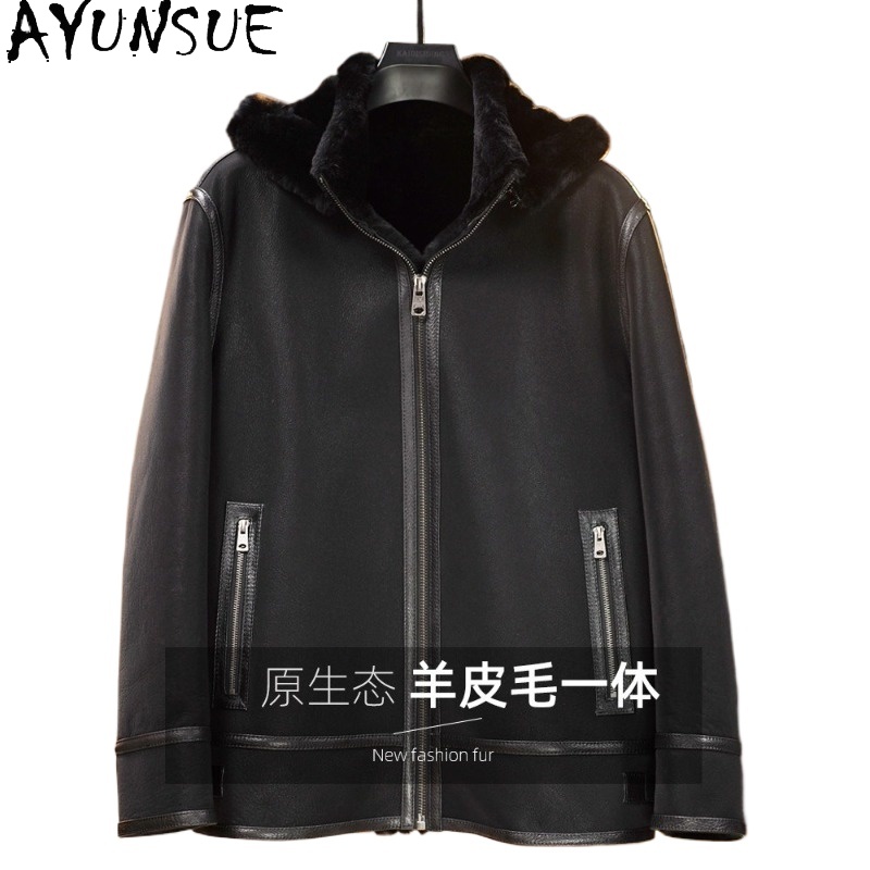 Warm Winter Clothing - Casaco de Pele Real Preto AYUNSUE