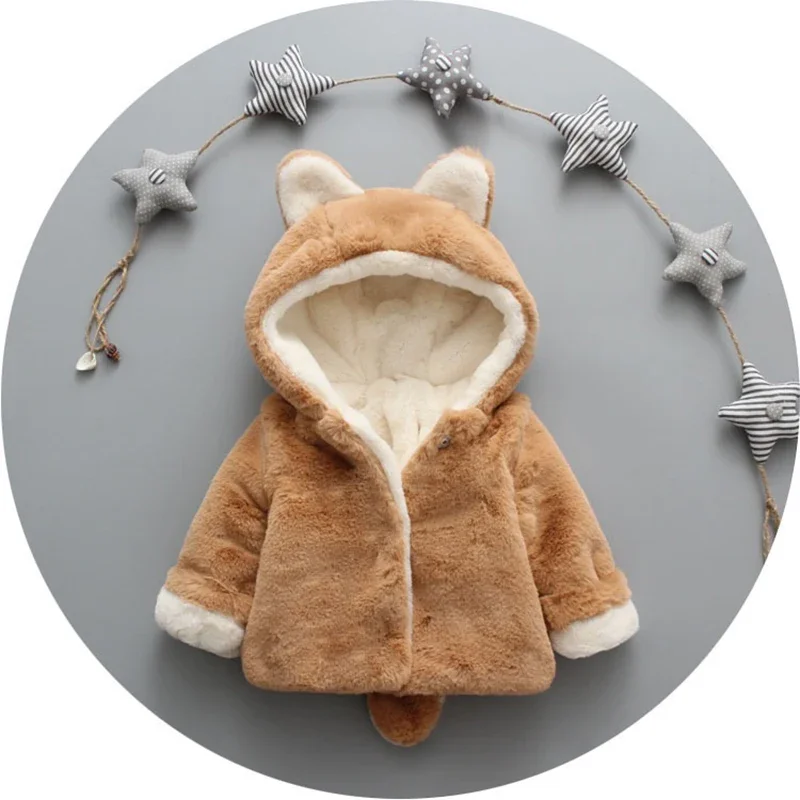 Cute Cat Ears Plush Baby Jacke - Winter Clothing Toddler avaliação e preço