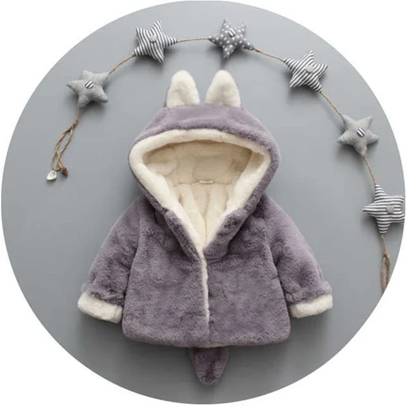 Cute Cat Ears Plush Baby Jacke - Winter Clothing Toddler avaliação e preço