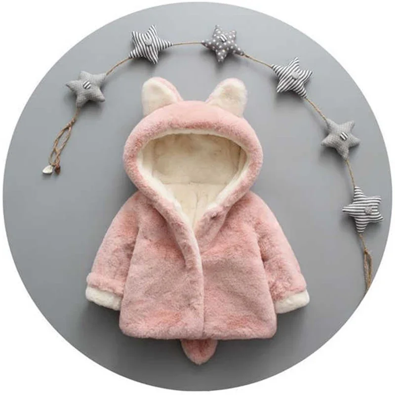 Cute Cat Ears Plush Baby Jacke - Winter Clothing Toddler avaliação e preço